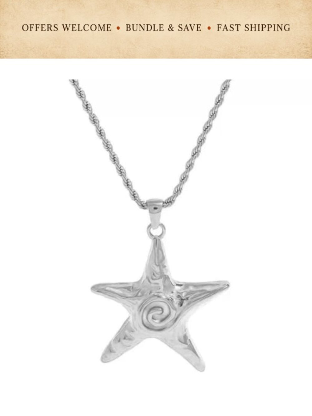 Starfish Necklace Stainless Steel Star Charm Pendant Beach Ocean Jewelry